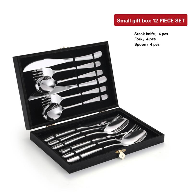High Grade Steak Knife, Fork and Plate Set Household Tableware Set with Box Cutlery 304 Stainless Steel Spoon Knife and Fork Set