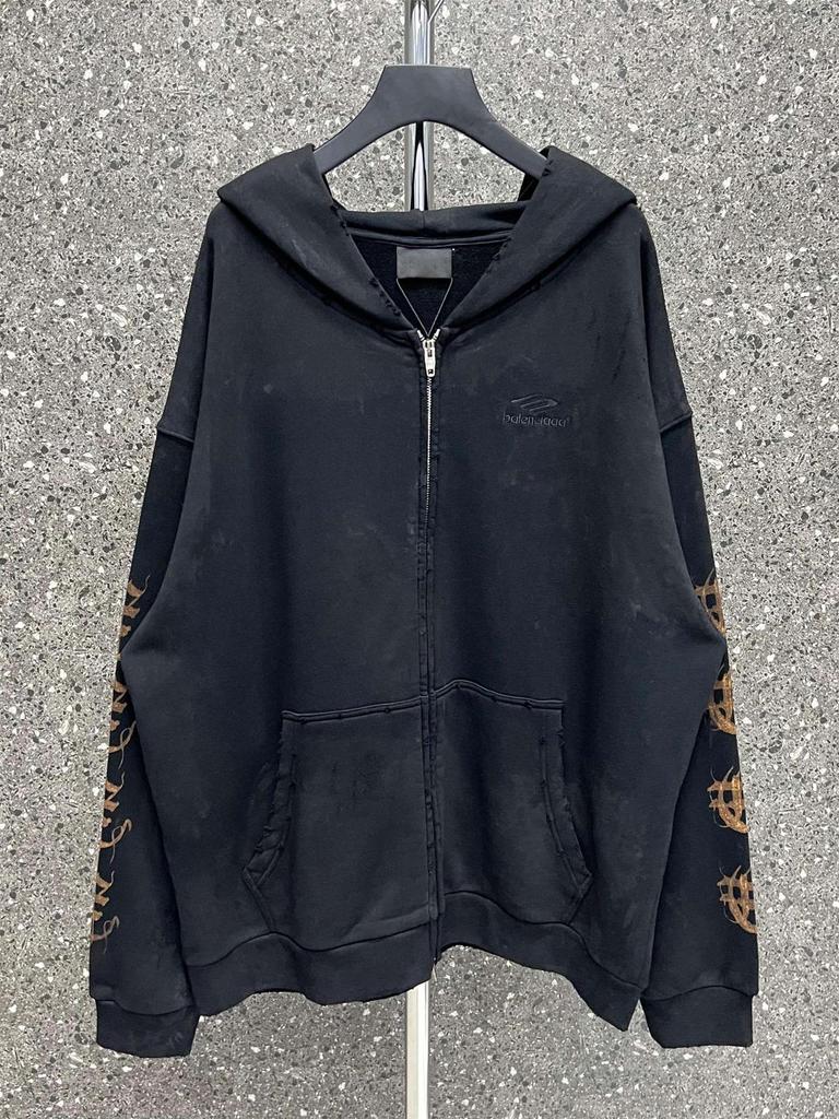 Худи на молнии 23SS B Brand Sanskrit Flame - Свободная повседневная куртка