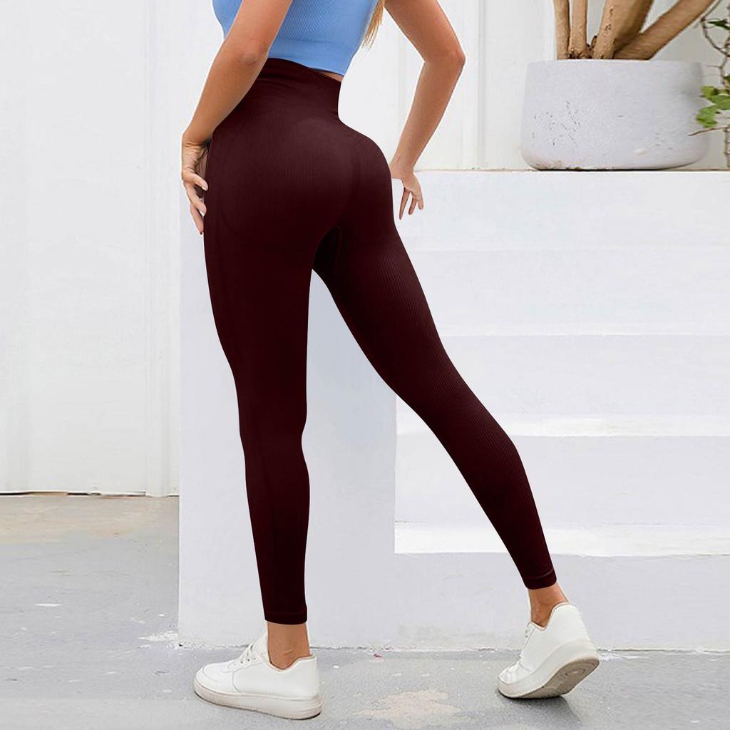 Женские модные однотонные штаны для йоги с высокой талией, узкие спортивные штаны для фитнеса