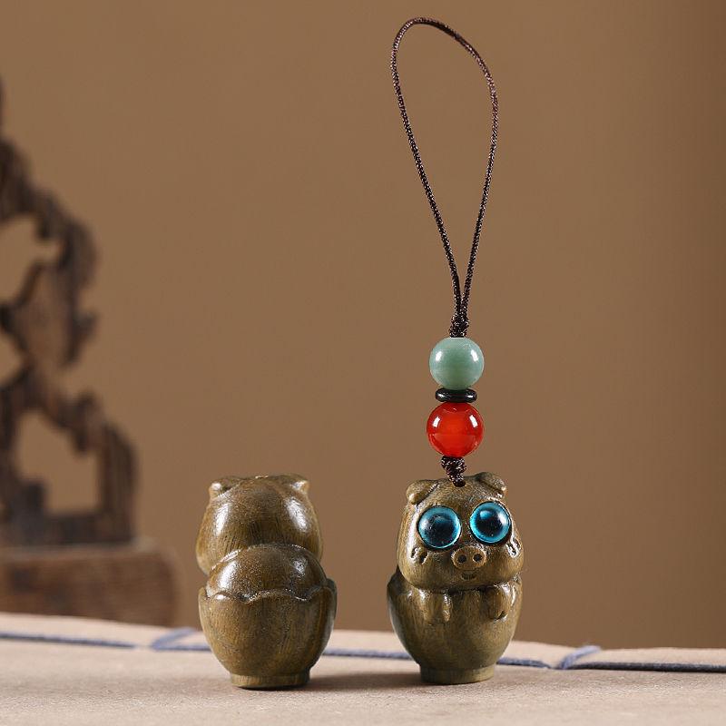 Auspicious Green Sandalwood Dragon Zodiac Cartoon Keychain & Universal Phone Lanyard