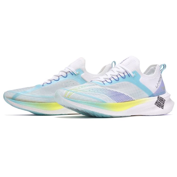 Кроссовки Li Ning Feidian Challenger One Piece Woven Speed Low Top для бега, мужские кроссовки, белые, синие, фиолетовые, ARMR011-1