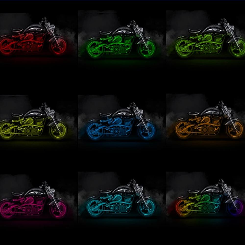 Светодиодные фонари для мотоциклетных аксессуаров RGB APP Управление звуком Мотоциклетная подсветка Гибкая водонепроницаемая декоративная подсветка Неоновая лента 12 В