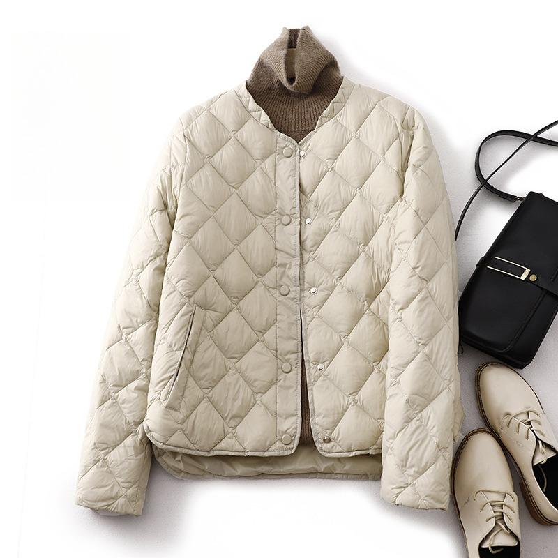 Autumn and Winter Loose and Fashionable Diamond Shaped Stand Up Collar Warm Women's Jackets