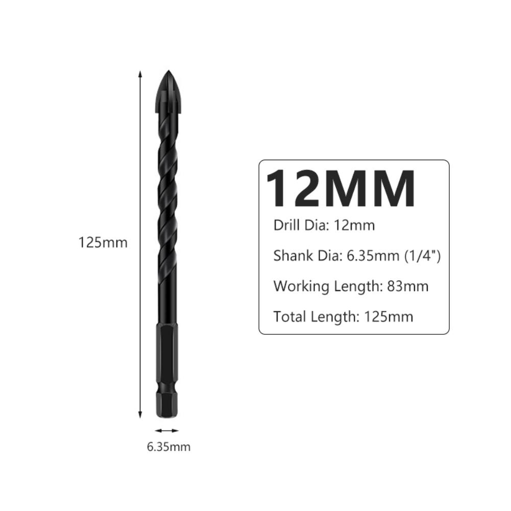 3mm/ 4mm/5mm/6mm/8mm/10mm/12mm Drill Bit Universal Drill Bit Drilling Tool Cemented Carbide Drill Bit Wall Hole Opening Power Tools Accessories