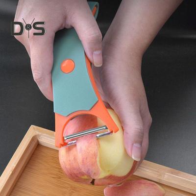 2 в 1 овощечистка и фруктово-овощная машина с вращающимся лезвием из нержавеющей стали, теркой с эргономичной ручкой, кухонным инструментом для очистки картофеля и моркови