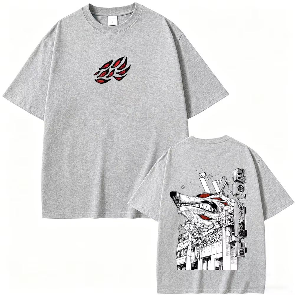Chainsaw Man Anime Aki Hayakawa Summon Fox Demon Print Unisex Casual Cartoon Short Sleeve Men And Women Comfortable T-shirt