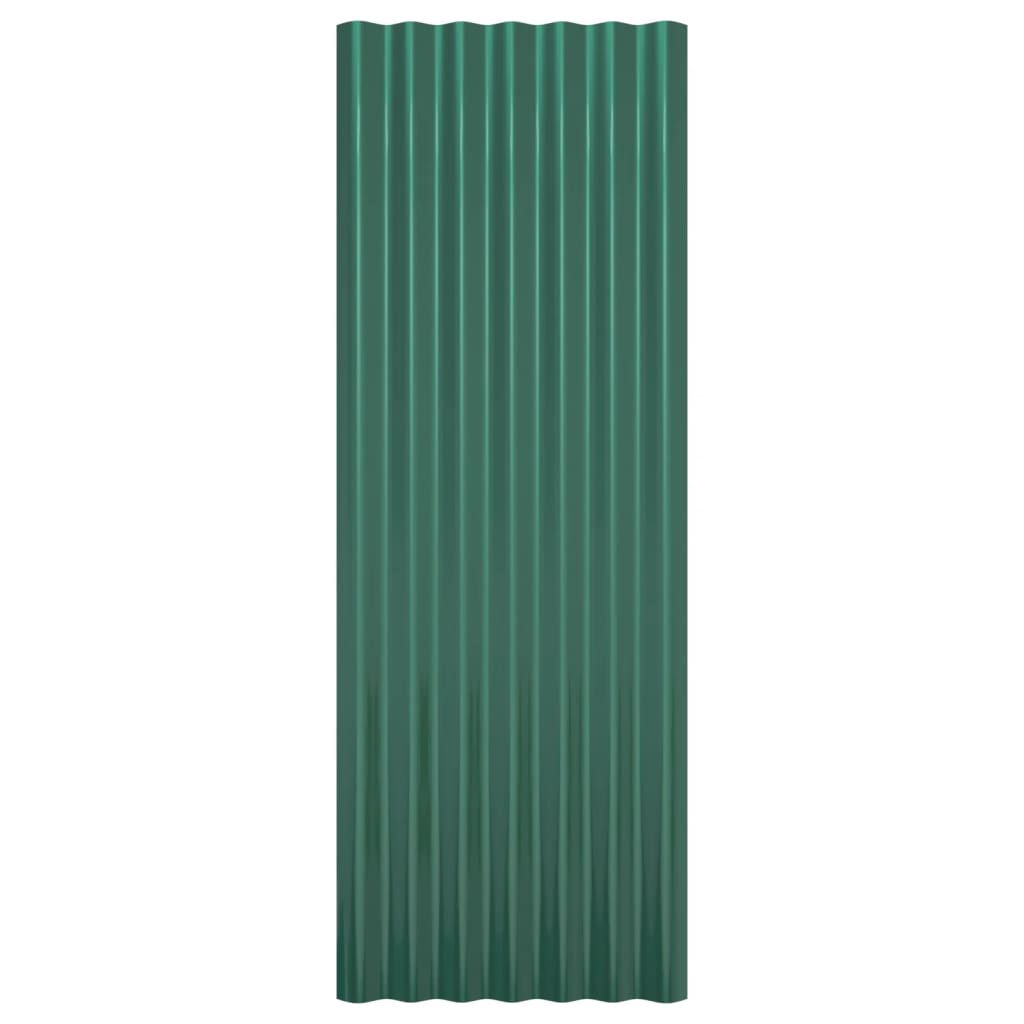 Roof Panels 12 pcs Galvanized Steel Green 100 x 36 cm