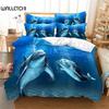 Lovely Dolphin Duvet Cover Blue Ocean Sea Animal Bedding Set Queen King Size Comforter Cover for Women Girls Bedroom Decoration