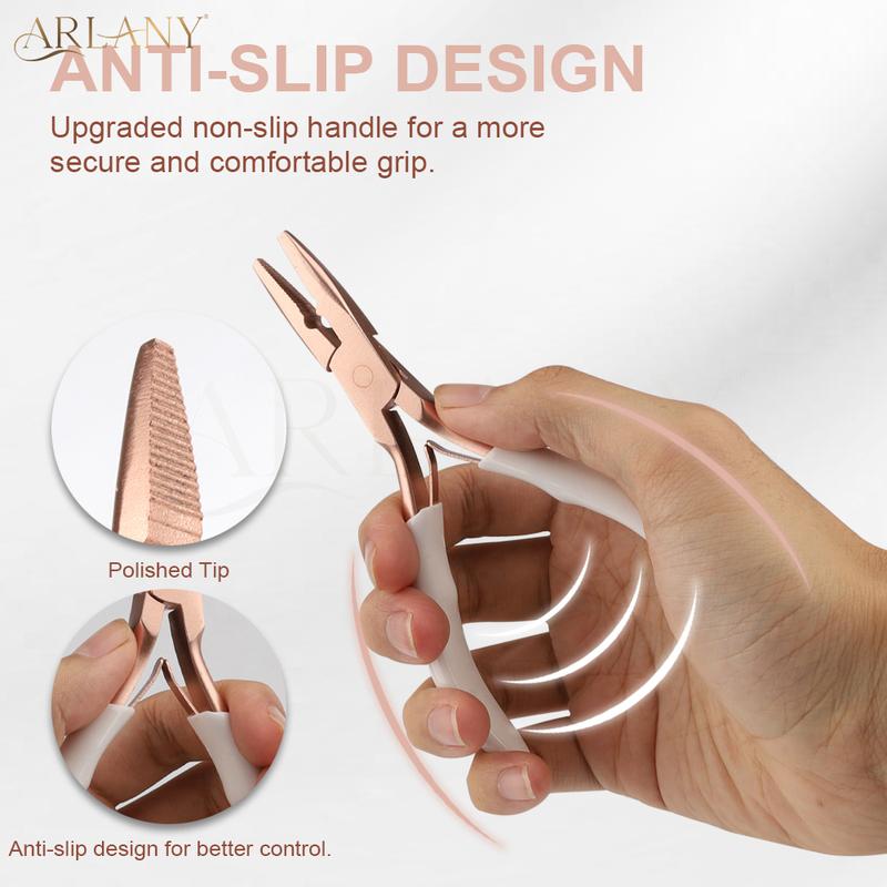 ARLANY Hair Extensions Pliers Set for Micro Beads Anti-slip Microlink Pliers for Weft Extensions Hair Extension Bead Tool