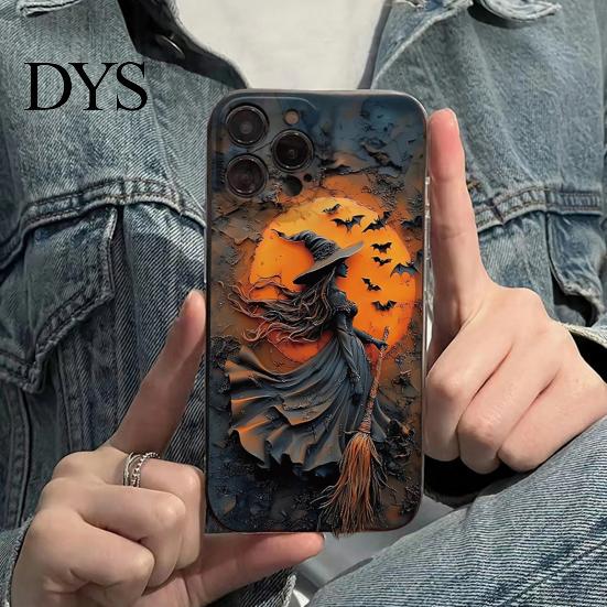 Ударопрочный чехол для телефона Хэллоуинская ведьма для IPhone 16/15 Pro Max Ударопоглощающая крышка Прочный с жестким ПК и мягким ТПУ Защита от царапин 360 градусов