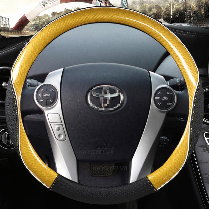 Carbon Fibre +Leather Car Steering Wheel Cover For 5EHG Prius 30 20 Prius V Prius C Prius Prime Massage Auto Accessories JHE3
