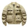 Jacket Men's American Vintage Baseball Jacket Multi-Pocket Tooling Jacket