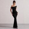 Western-style Autumn Cross-Border Women's Fashion Sexy Off-shoulder Oblique Shoulder Slim Fit Bodycon Solid Color Dress