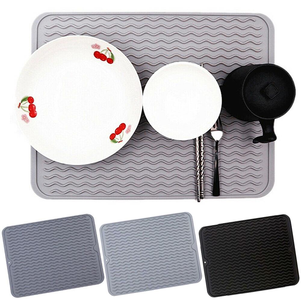 Kitchen Draining Pad Wave Non-slip Silicone Drying Mat Placemat Heat Insulation Pad Table Mat