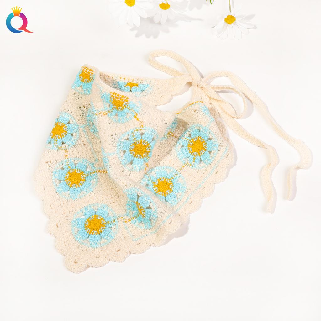 1 шт. французский цветочный деревенский треугольный вязаный крючком ободок, женский платок на голову вязаный цветочный аксессуары для волос для укладки волос декор