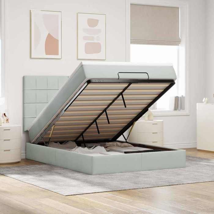 Maison Exclusive - Cadre de lit ottoman avec matelas gris clair 140x200 cm velours