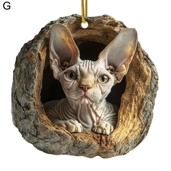 Christmas Tree Pendant Hanging Acrylic Ornament with Lanyard Easy To Install Adorable Animal Shape Holiday Festive Decoration