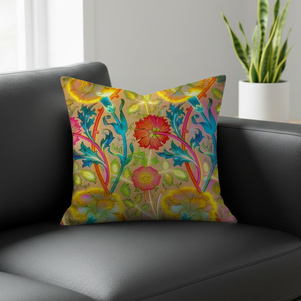 B-British Retro Pattern Cushion Cover Natural Linen Pillowcase Set, All-In-One Decor For Sofa, Bedroom & Chair