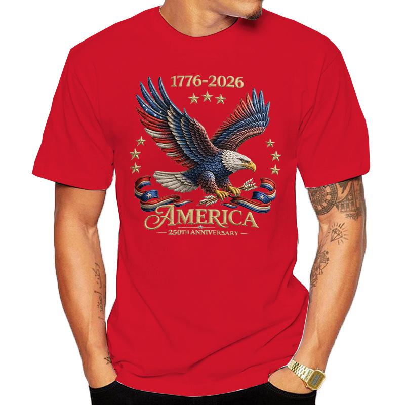 Usa 250th Anniversary Eagle Flag Print Trendy Tshirt Casual Loose Short Sleeve Top Modal Material Comfortable Unisexs Tee