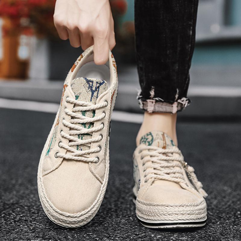 Мужские парусиновые туфли, уличные кроссовки, модные туфли на шнуровке, плоская подошва, дышащие мужские вулканизированные туфли, ручная работа, легкая повседневная обувь