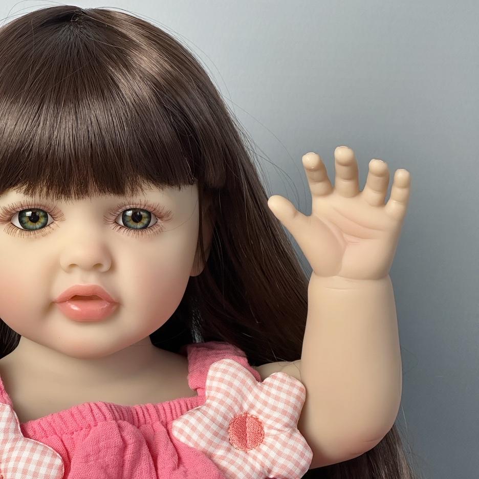 BZDOLL 55 СМ Полностью Мягкий Винил Кукла Реборн Девочка Игрушка Реалистичная 22 Дюйма Принцесса Малыш Арт Бебе Подарки на День Рождения для Ребенка
