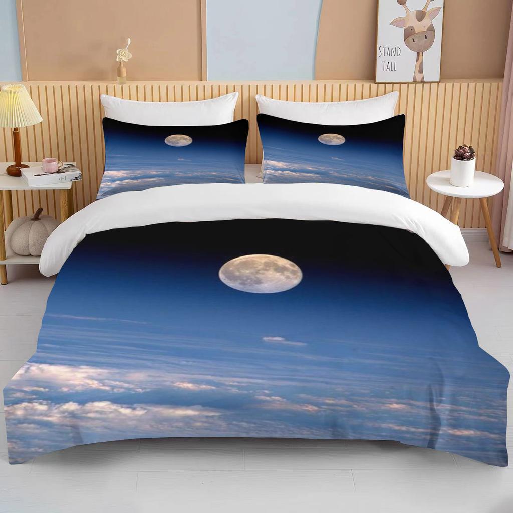 Комплект постельного белья «Луна» с ночным видом, комплект пододеяльников с наволочкой, постельное белье King Queen, полный двойной одинарный размер, Роскошное постельное белье, декор
