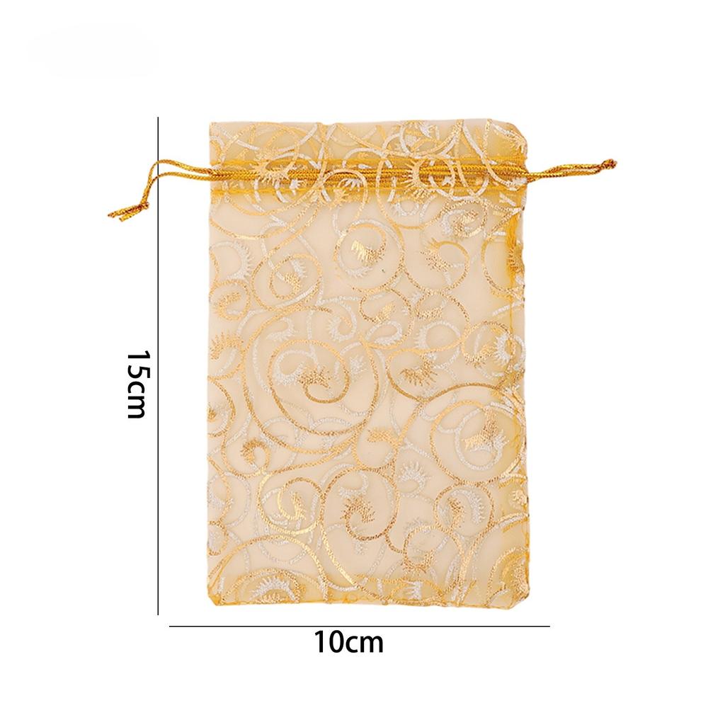 Gold Organza Gift Bags with Drawstring Jewelry Storage Mesh Pouch Candy Packing Bags Wedding Favor Christmas Party Candy Bag