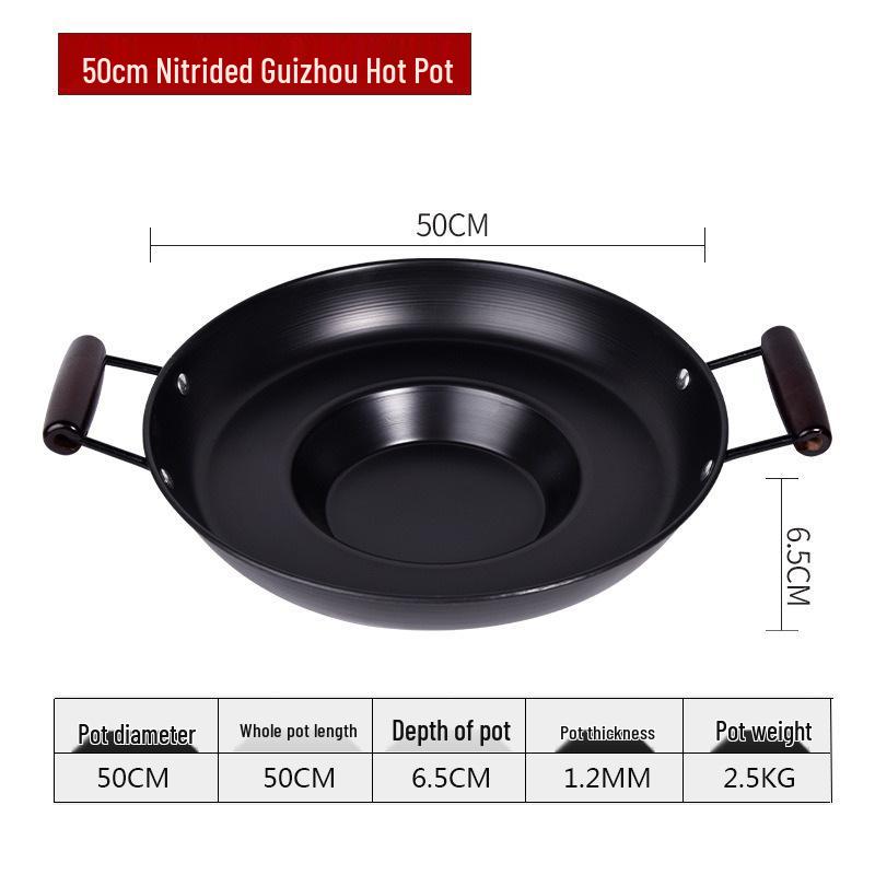 Guizhou Shabu-Grill Non-Stick Hot Pot with Flat Bottom and Concave-Convex Design for Tofu and Fried Potatoes.