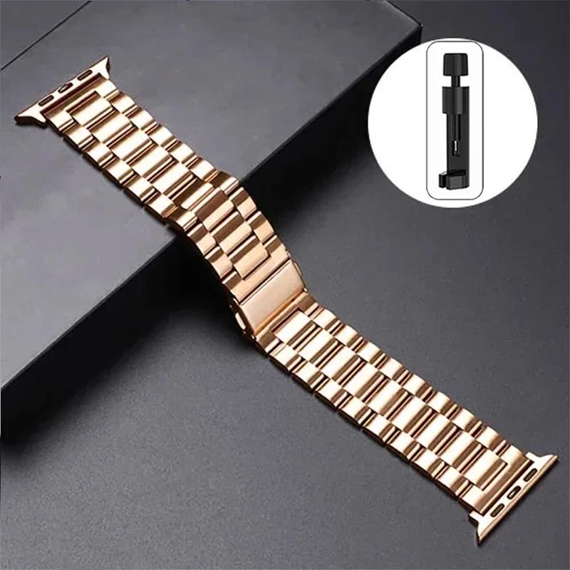 Stainless Steel Strap For Apple Watch Ultra 2 49mm 45mm 41mm 40mm 44mm 46mm Watch Strap Metal Bracelet For iWatch 10 9 8 7 6 5 4