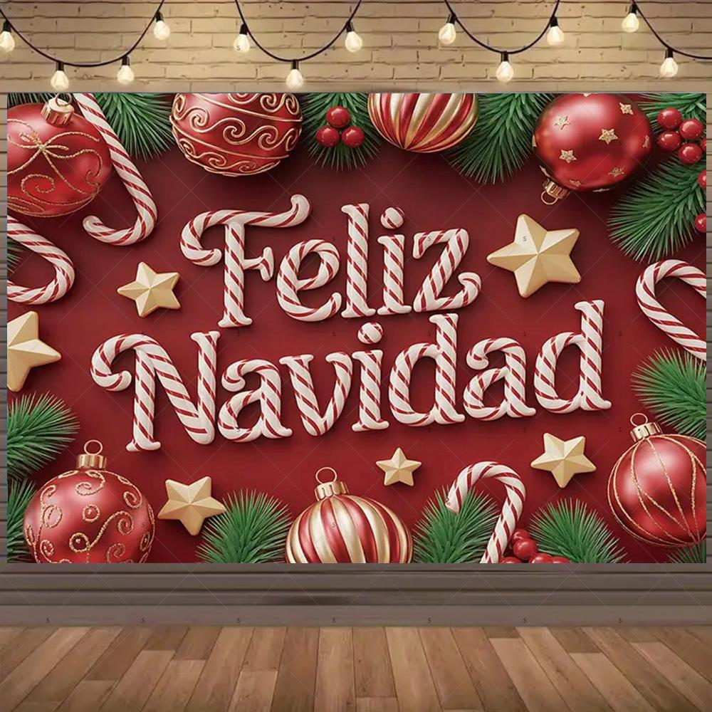 Winter Christmas Background Banner Spanish Christmas Party Decoration Xmas Tree Santa Claus Backdrop Supplies Photography Props