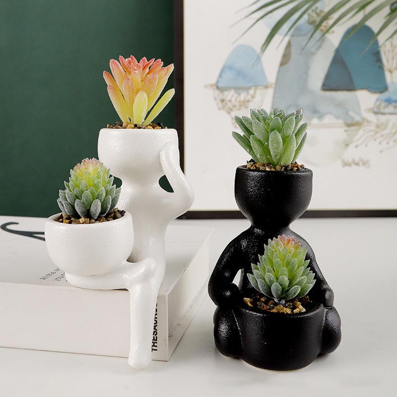 Абстрактная керамическая маленькая цветочная ваза креативная мясистая зеленая ваза для растений контейнер для домашнего рабочего стола украшения поделки садовые украшения