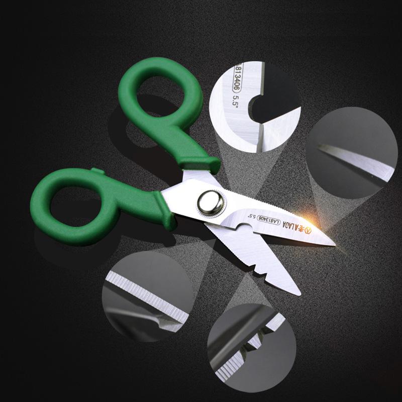 Stainless Scissors 5.5 Inch Electrician Scissors Stripping Wire Tools Cut Wires Household Shears Tools