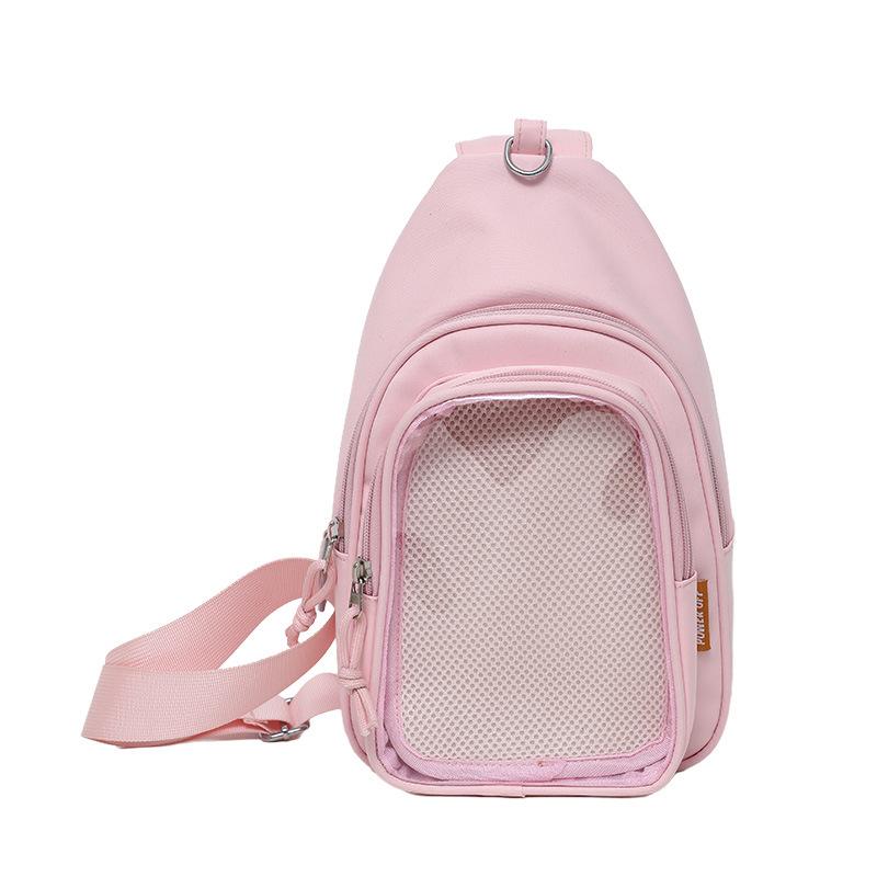 New Fashion Female Ita Sling Bag Casual Waterproof Nylon Chest Bags Single Shoulder Crossbody Pouch Clear Window Anime Pin Bag
