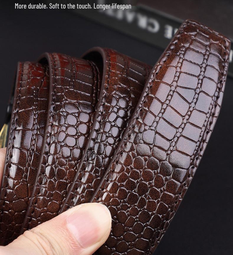 Eck Kangaroo Men's Toothless Automatic Buckle Crocodile Pattern Formal Belt