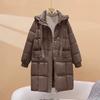 Новая средняя и длинная утолщенная хлопковая одежда на пуху с капюшоном, свободная зимняя хлопковая одежда, женская тонкая хлопковая куртка