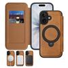 KEYSION Кожаный кошелек-книжка для iPhone 15 16 17 Pro Max Air 16Plus 16e Слот для карт Магнитный 360 Кольцо-подставка Задняя крышка телефона