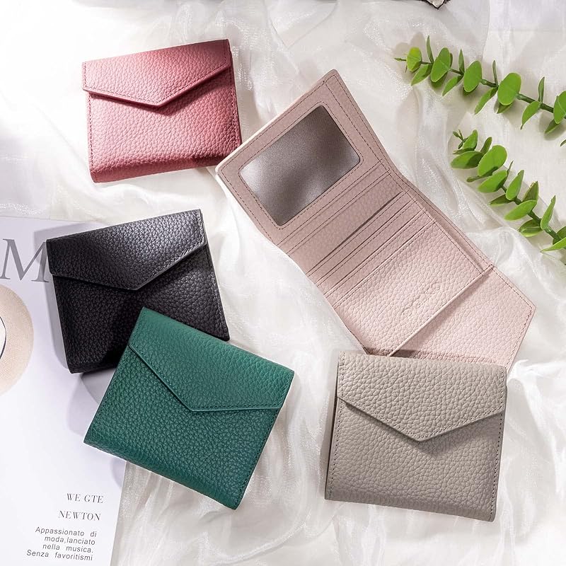 [DCLKO] мини-кошелек женский тройной кошелек из натуральной кожи с защитой от скимминга мини-кошелек маленький кошелек большой емкости компактный кошелек (красный)