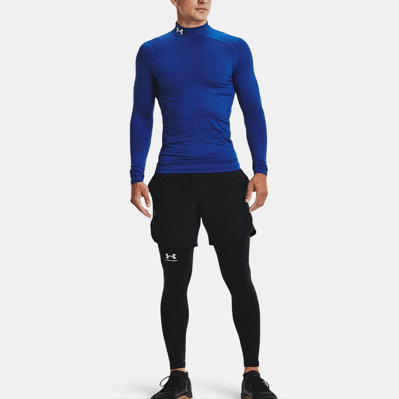 Under Armour Мужские футболки ColdGear Синие с полувысоким воротником Умеренный прямой крой 1366072-400