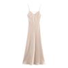 Kaslead New Women clothes Western Style Fashion Slim fit Silk Satin Texture Midi Dress 3248331