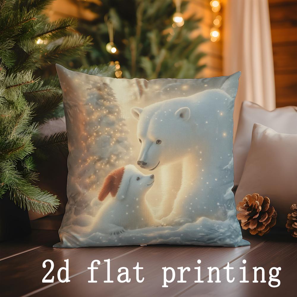 Домашний Декор Милые Белые Медведи Рождественская Подушка Подходит Для Дивана Спальни Автомобиля Наволочка Подушка Прямоугольная Подушка Для Спины
