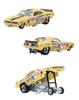 Hot Wheels Premium 2 Pack Plymouth Cuda Duster Funny Car Years Old and HFF29 '72 FC/Plymouth [3 Up] Yellow/Red