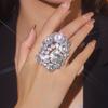 High-End Gorgeous Sparkling Crystal Ring Open Adjustable Ring Oval Women's Ring