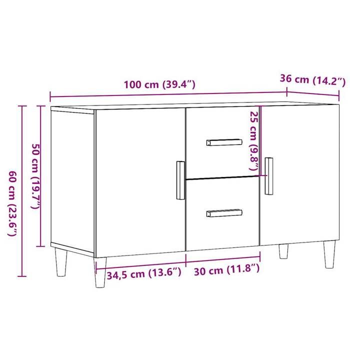 VidaXL Buffet chêne artisanal 100x36x60 cm bois d'ingénierie 856903