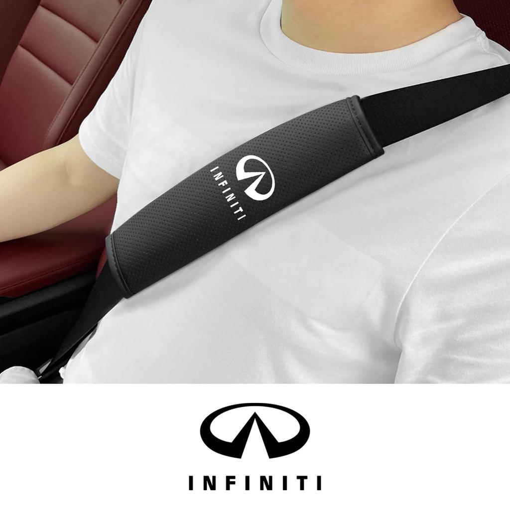 Infiniti Seat Belt Compatible with and V37 Interior Seat Belt PU Set of 2 Covers, CX36, Skyline, Cars, Emblems, Shoulders, Leather, 23cm, (Black,