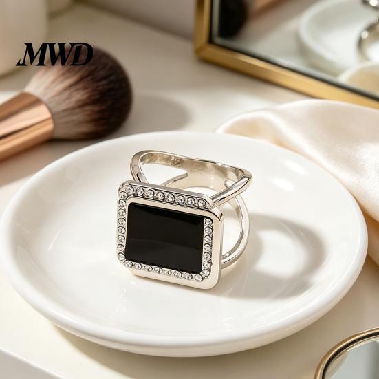 Commuting Wear Scarf Accessory Double Layer Button, with Diamond Decor, Square Minimalist Silk Clip Buckle, Elegant Modern Style Clasp, for
