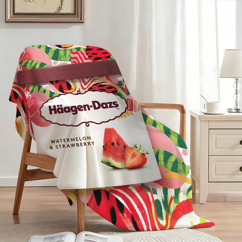Food H-HaagenDazsIceCream Throw Flannel Throw Blanket,Bed Home Office Nap Blanket Travel,Camping,Picnic Blanket Soft Decor