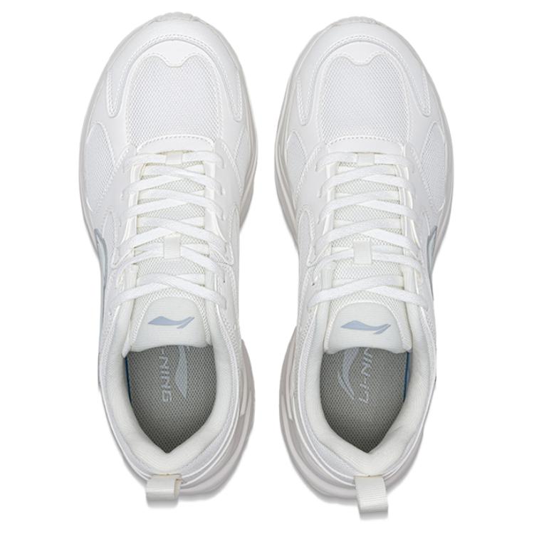 Li Ning Pulse Classic Модные Универсальные Удобные Амортизирующие Нескользящие Износостойкие Низкие Кроссовки Папы Мужские кроссовки Серебристо-белые AGCV145-1