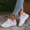 Мода Мода Женские Кроссовки на Платформе с Принтом Весна Осень Вязаная Сетка Теннисные Туфли Женские Легкие Нескользящие Повседневные Кроссовки для Ходьбы