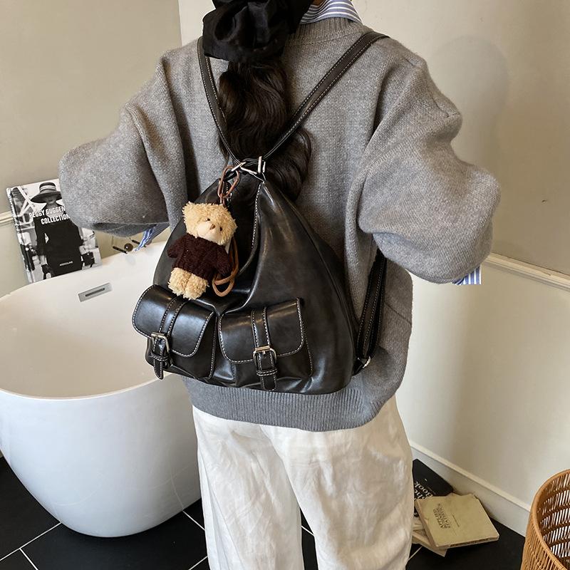 Женская сумка-тоут большой вместимости 2025 новая осенне-зимняя ретро на плечо для поездок на работу повседневная текстурная многофункциональная сумка-рюкзак