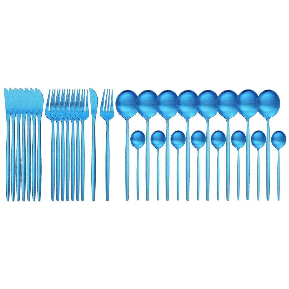 32Pcs Gold Dinnerware Stainless Steel Cutlery Set Knives Fork Tea Spoon Dinner Silverware Set Service 8 Kitchen Tableware Gift Set